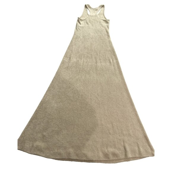 Loro Piana Cocooning Fuzzy 100% Silk Racerback Maxi Dress in Cream - Picture 4 of 12